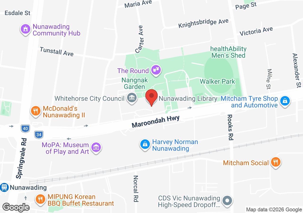 Location map of Tiny Tots Nunawading